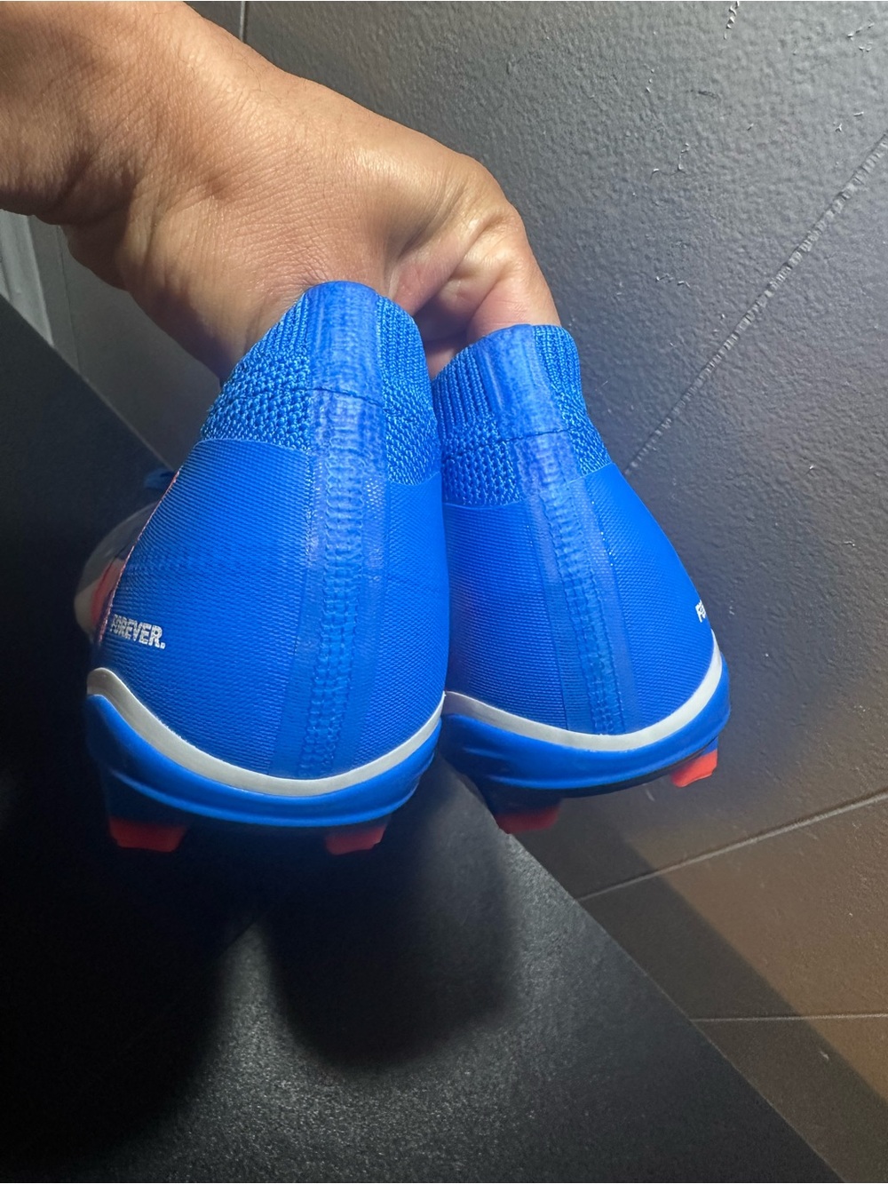 Puma Blue, White & Coral Soccer Cleats - Picture 3 of 5